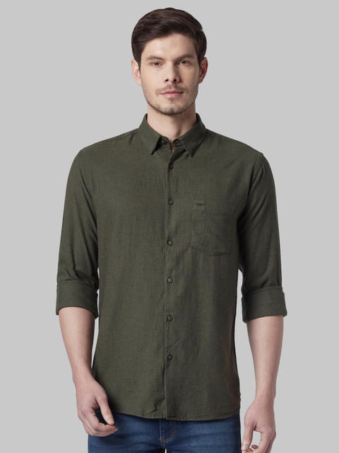 

Park Avenue Men Olive Green Slim Fit Solid Casual Shirt