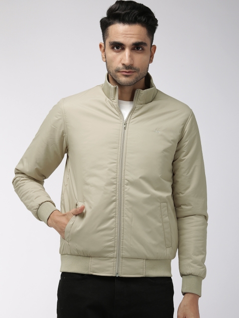 

Park Avenue Men Beige Solid Slim Fit Bomber Jacket