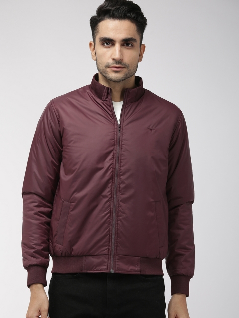 

Park Avenue Men Maroon Solid Slim Fit Bomber Jacket