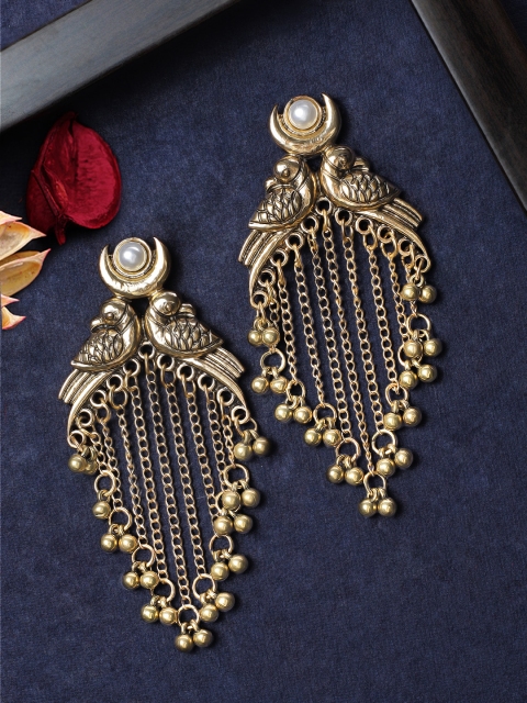 

Rubans Gold-Plated Oxidised Classic Drop Earrings