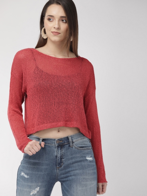 

FOREVER 21 Women Pink Self Design Pullover Sweater
