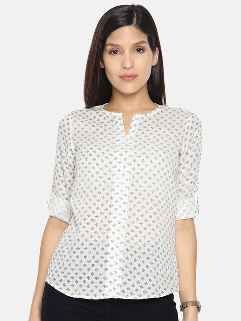 

Park Avenue Women White & Black Printed Top
