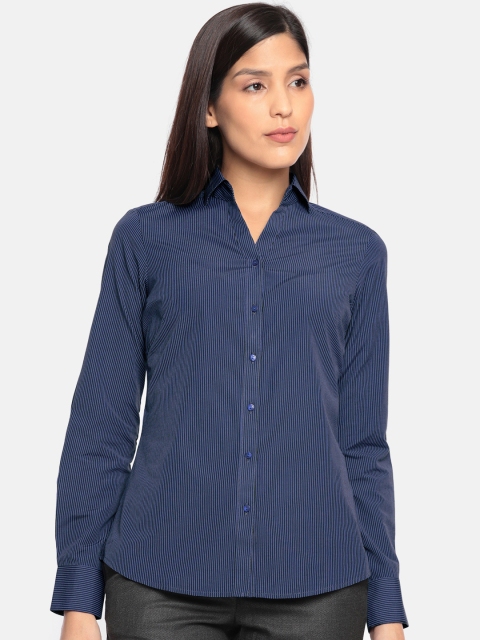 

Park Avenue Women Blue & Black Slim Fit Printed Formal Shirt