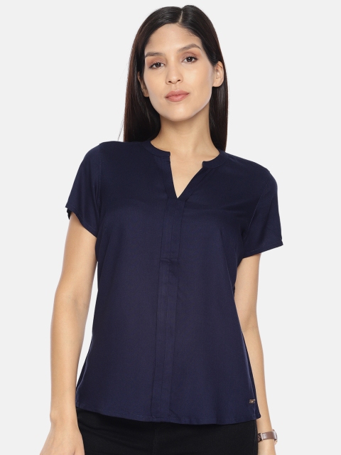 

Park Avenue Women Navy Blue Solid Top