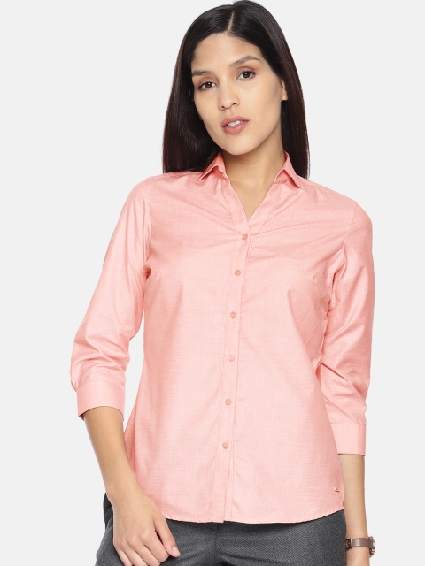 

Park Avenue Women Coral Orange Slim Fit Solid Formal Shirt