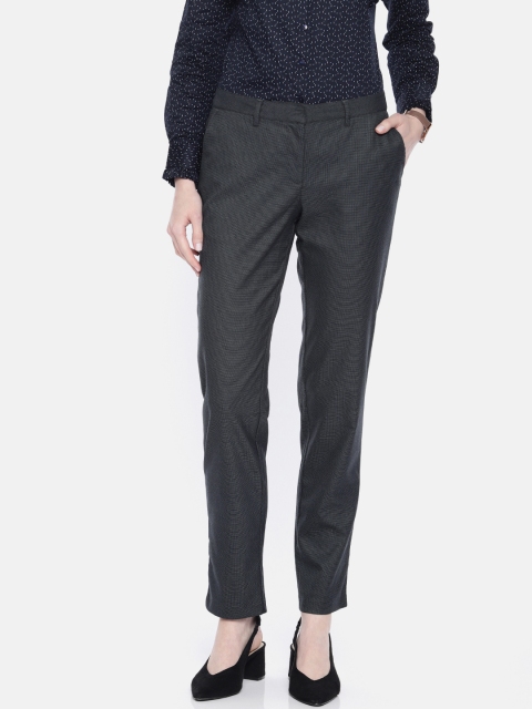 

Park Avenue Women Grey Slim Fit Self Design Formal Trousers