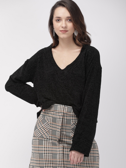 

FOREVER 21 Women Black Solid Pullover Sweater