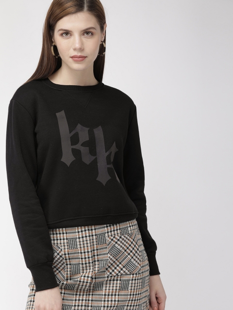 

FOREVER 21 Women Black Printed Sweatshirt