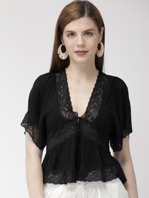 

FOREVER 21 Women Black Self-Design Top