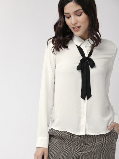 

FOREVER 21 Women White Regular Fit Solid Formal Shirt