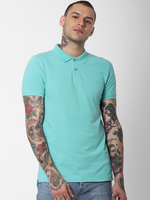 

Jack & Jones Men Blue Solid Polo Collar T-shirt
