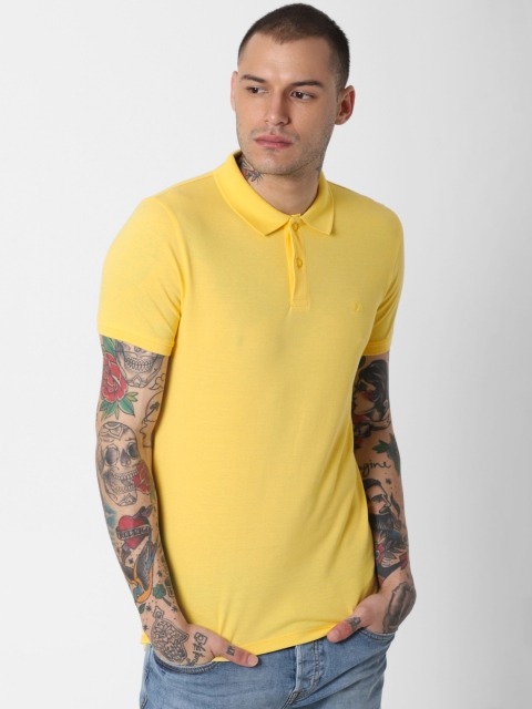 

Jack & Jones Men Yellow Solid Polo Collar T-shirt