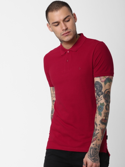 

Jack & Jones Men Red Solid Polo Collar T-shirt