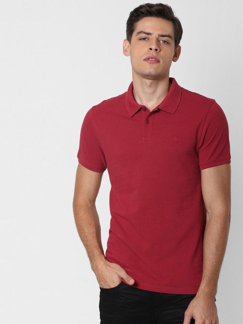 

Jack & Jones Men Red Solid Polo Collar T-shirt