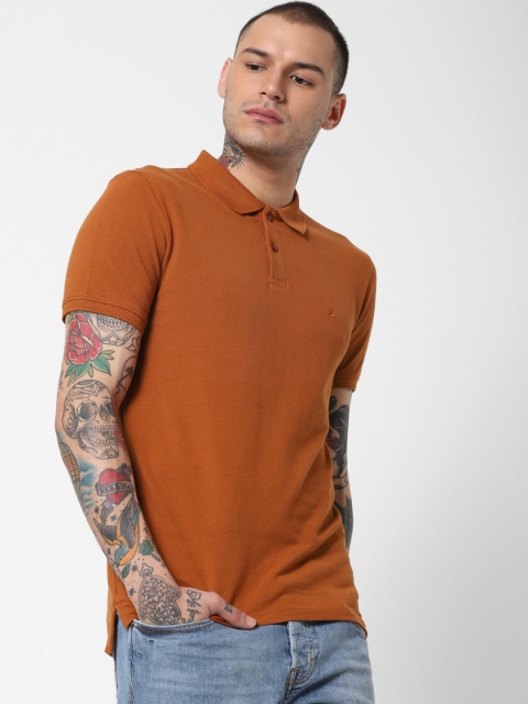 

Jack & Jones Men Brown Solid Polo Collar T-shirt