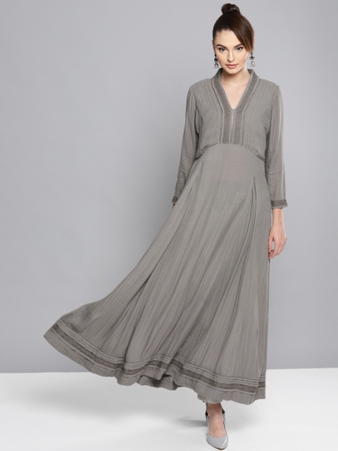 

Ritu Kumar Women Charcoal Grey Woven Design A-Line Kurta