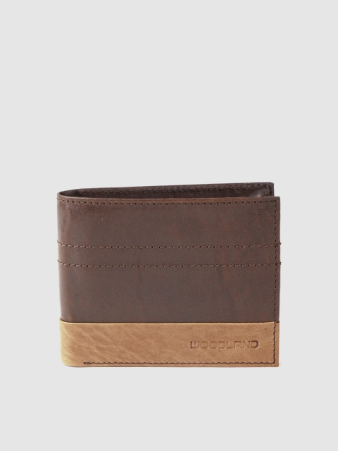 

Woodland Men Coffee Brown Colourblocked Leather Two Fold Wallet