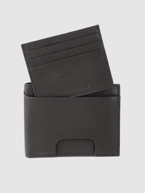 

Woodland Men Black Solid Leather Two Fold Wallet
