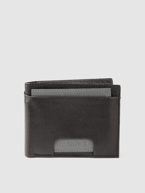 

Woodland Men Black & Grey Solid Leather Two Fold Wallet