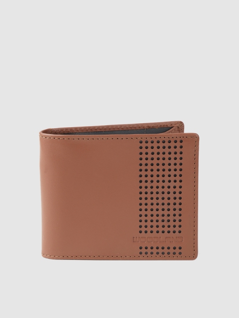 

Woodland Men Brown Leather Money Clip with Cut-Work