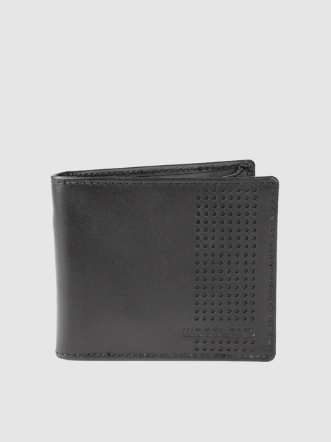 

Woodland Men Black Leather Money Clip with Cut-Work