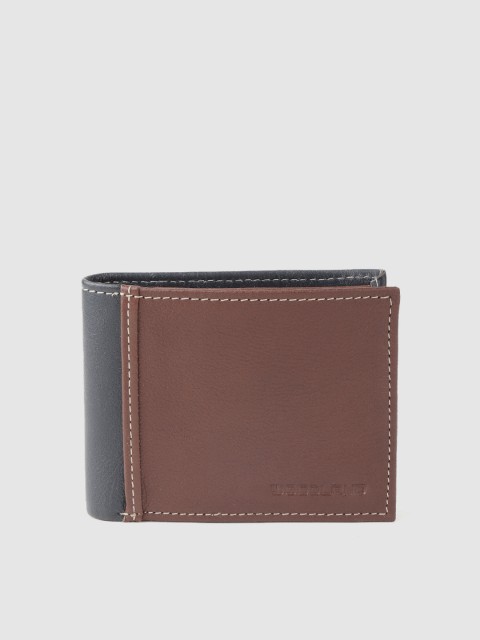 

Woodland Men Brown & Navy Blue Leather Colourblocked Two Fold Wallet