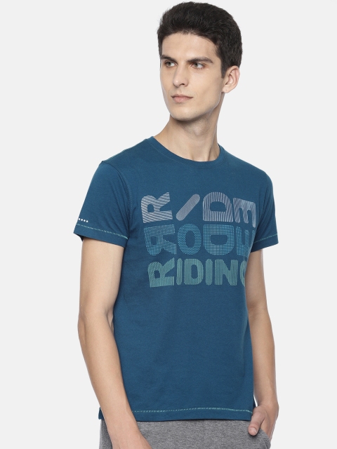 

Lee Men Teal Blue Printed Round Neck T-shirt