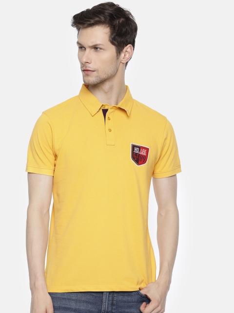 

Lee Men Mustard Yellow Solid Slim Fit Polo Collar T-shirt