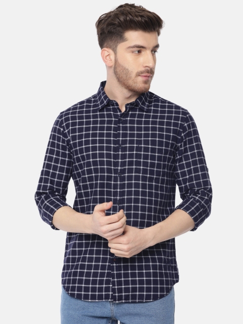 

Ecko Unltd Men Navy Blue & White Regular Fit Self Checked Casual Shirt