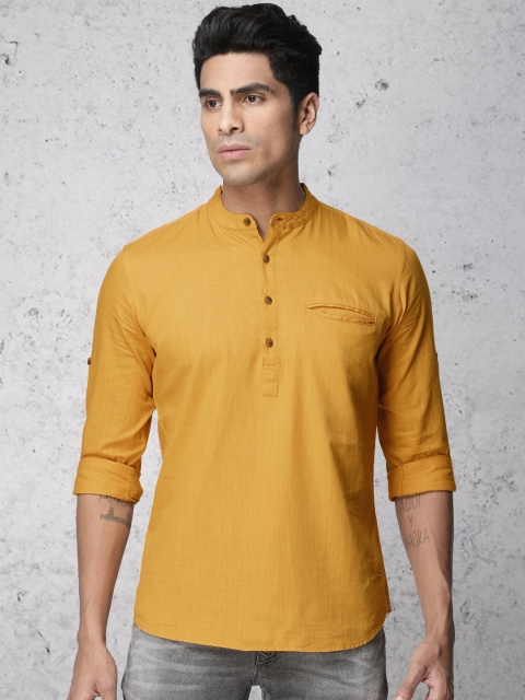 

Ecko Unltd Men Mustard Yellow Slim Fit Solid Casual Shirt