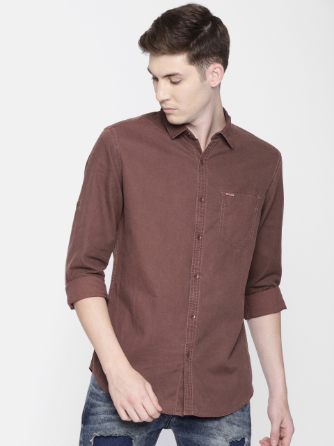 

Ecko Unltd Men Brown Slim Fit Solid Casual Shirt