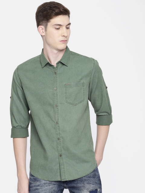 

Ecko Unltd Men Green Slim Fit Solid Casual Shirt