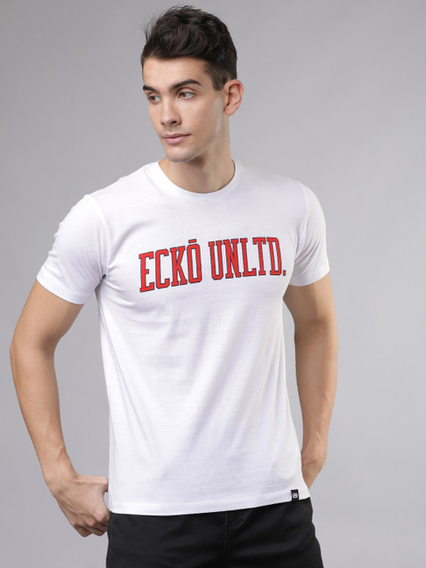 

Ecko Unltd Men White Printed Round Neck T-shirt