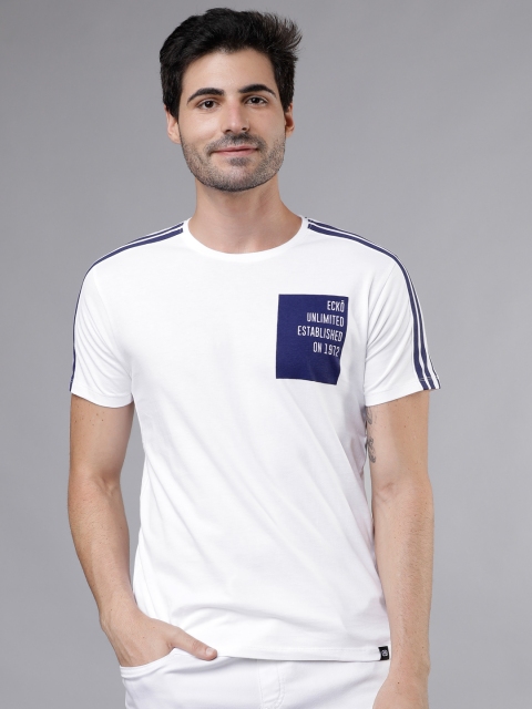 

Ecko Unltd Men White Slim Fit Solid Round Neck T-shirt