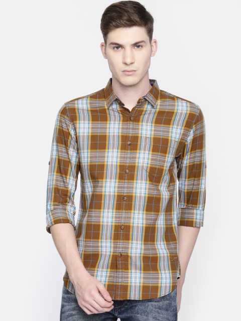 

Ecko Unltd Men Brown & White Slim Fit Checked Casual Shirt