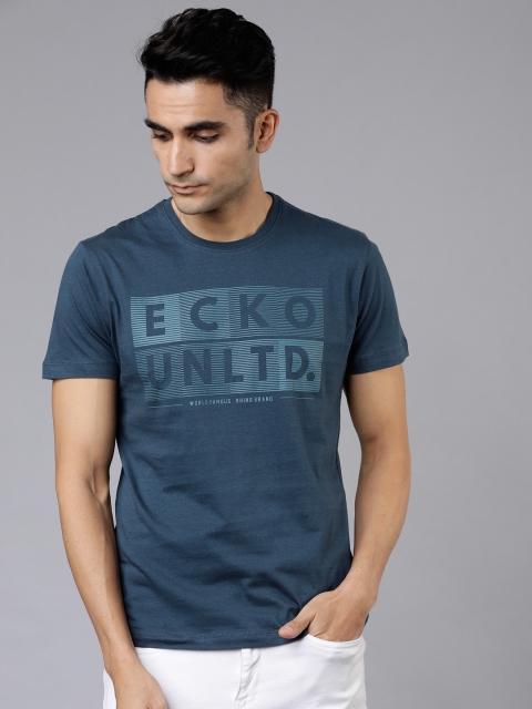 

Ecko Unltd Men Blue Solid Round Neck T-shirt