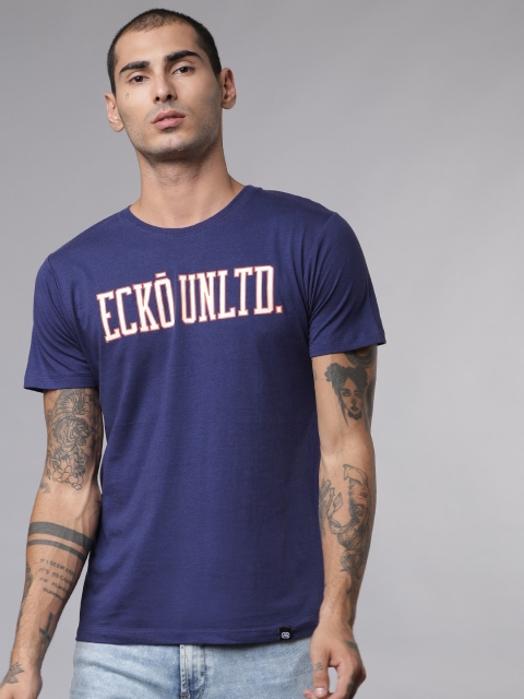 

Ecko Unltd Men Blue Printed Round Neck T-shirt