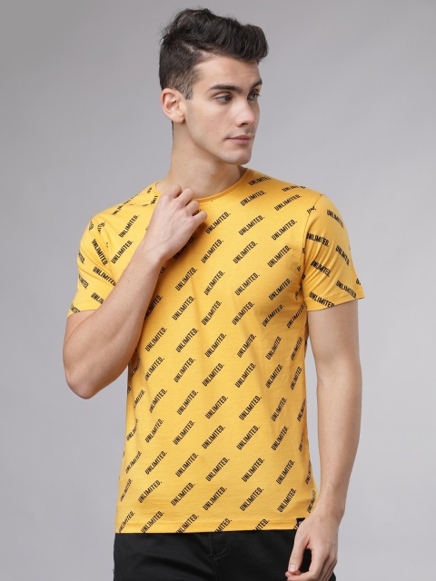 

Ecko Unltd Men Yellow Printed Round Neck T-shirt