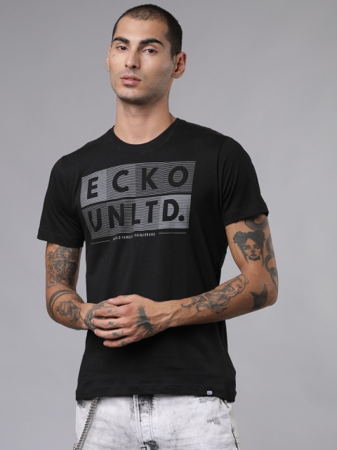 

Ecko Unltd Men Black Printed Round Neck T-shirt