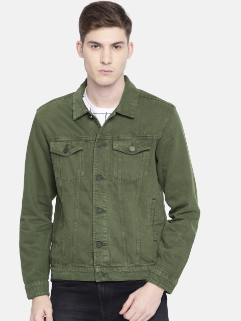 

Ecko Unltd Men Olive Green Solid Denim Jacket