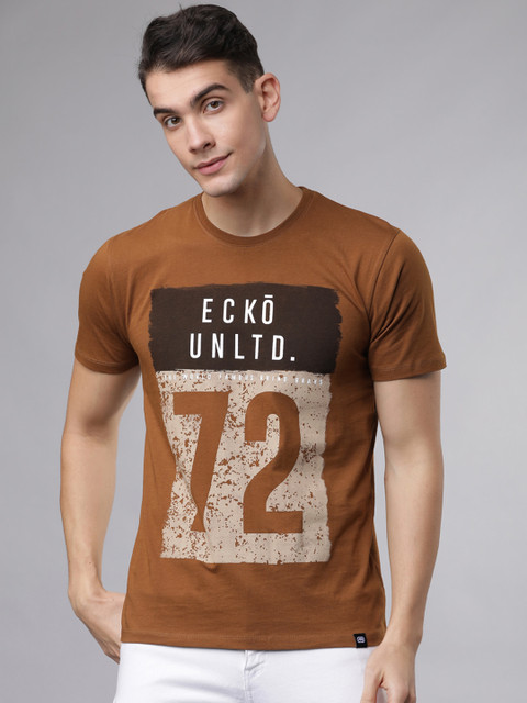 

Ecko Unltd Men Brown Printed Round Neck T-shirt