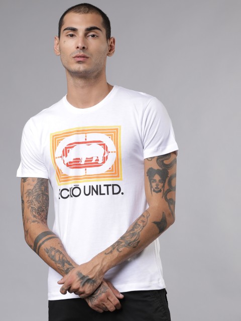 

Ecko Unltd Men White Printed Slim Fit Round Neck T-shirt