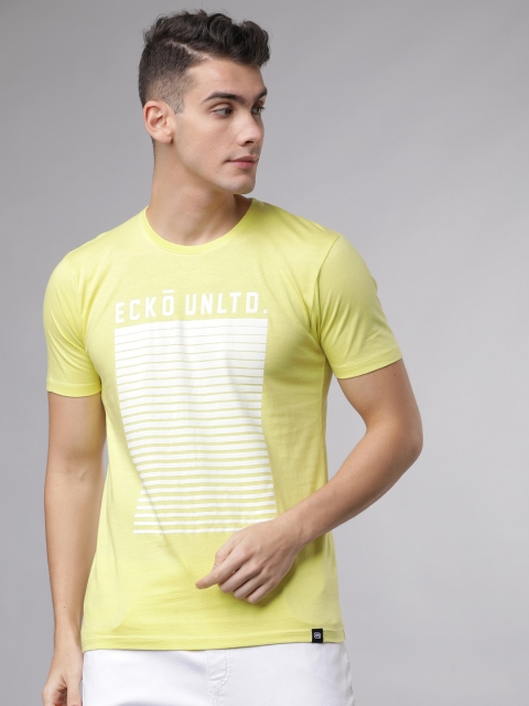 

Ecko Unltd Men Yellow Solid Round Neck T-shirt