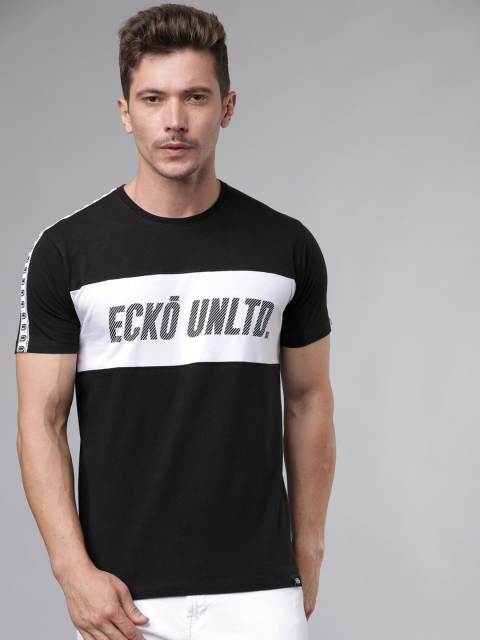 

Ecko Unltd Men Black & White Printed Round Neck T-shirt