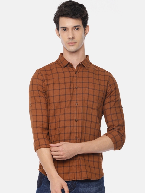 

Ecko Unltd Men Rust Brown Regular Fit Checked Casual Shirt