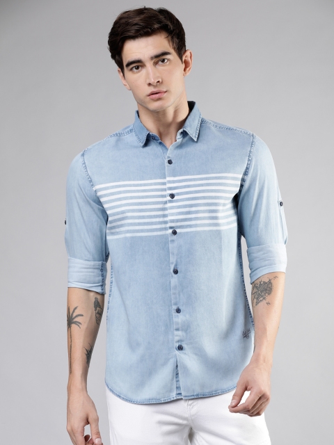 

Ecko Unltd Men Blue Slim Fit Striped Casual Shirt
