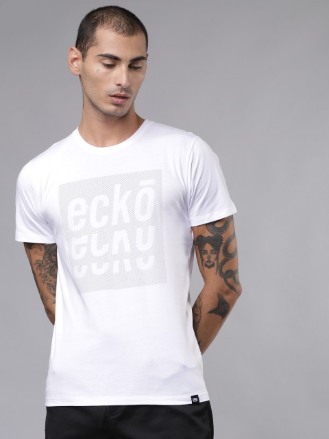 

Ecko Unltd Men White Printed Slim Fit Round Neck T-shirt