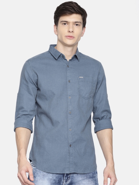 

Ecko Unltd Men Blue Slim Fit Solid Casual Shirt