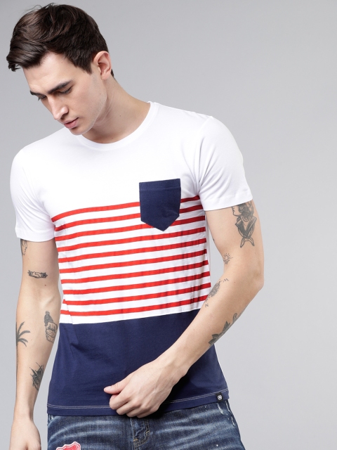 

Ecko Unltd Men White & Red Striped Round Neck T-shirt