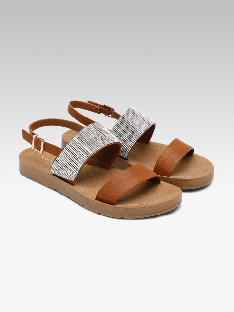 

Steve Madden Women Tan Brown POPPY Solid Open Toe Flats